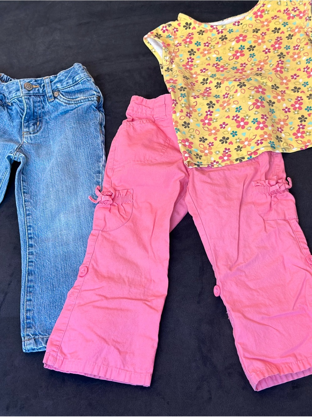Girls Pink Cargo-Style Jeans with Elastic Waist